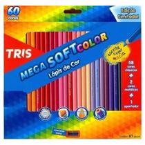 Caixa de lapis de cor tris 60 cores mais apontador