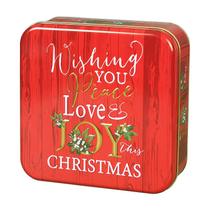 Caixa de lata para biscoitos e guloseimas vermelha de Natal 17x17x6,5cm