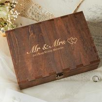 Caixa de lembranças de casamento AW BRIDAL Mr Mrs Wood Memory Storage