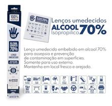 Caixa de Lenço Umedecido Proteção Alcool 70% Isopropilico 100 Unidades Embaladas Individuais - COMBO