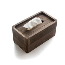 Caixa de lenços Wokex Simple Solid Wood Retro Burnt Wood