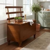 Caixa De Lenha Com Encosto Em Madeira Maciça