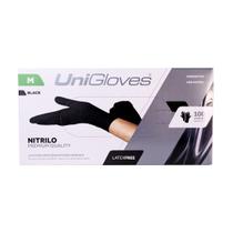 Caixa de Luvas Nitrílicas Unigloves Preta Tamanho M - 100 unid.