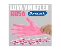 Caixa de Luvas Vinilflex Rosa om 100 Unidades Bompack