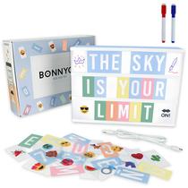 Caixa de luz de cinema BONNYCO Blue com 400 letras, emojis e 2 marcadores Caixa de luz de cinema BONNYCO Blue com 400 letras, emojis e 2 marcadores