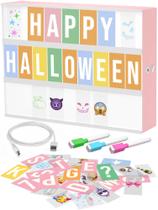 Caixa de luz de cinema rosa Tricase com letras e emojis