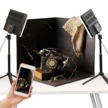 Caixa de luz de estúdio fotográfico BYSTONE Upgrade 40x40cm com luzes LED