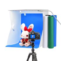 Caixa de luz de estúdio fotográfico Zecti Mini 8 LED branca com 4 fundos