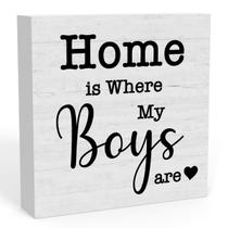 Caixa de madeira decorativa Home is Where My Boys Are Sign 5x5in Caixa de madeira decorativa Home is Where My Boys Are Sign 5x5in