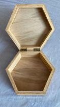 Caixa de madeira sextavada para utensílios, decoração, artesanato, artesanal