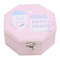 Caixa de Madeira Tampa Acolchoada Infantil Rosa 16x16x7cm Rojemac
