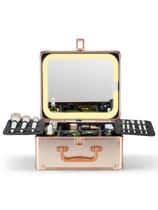 Caixa de maquiagem Qislee com espelho iluminado removível em ouro rosa