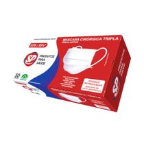 Caixa de Máscara Cirúrgica Descartável Tripla c 50 Unidades Brancas SP Odonto - SPOdonto