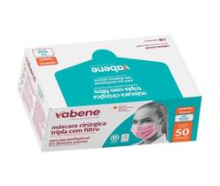 Caixa de mascara descartavel rosa 50 uni vabene Caixa de mascara descartavel rosa 50 uni vabene