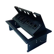 Caixa de mesa com 3 tomadas e 3 colares preta