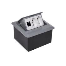 Caixa De Mesa Pratik 128 3 Blocos 2EL/1RJ Qm15054 Preto QTMOV PRETO