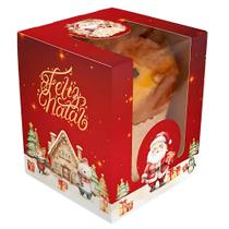 Caixa De Mini Panetone Natal Encantado Com Visor - Ideia Natal