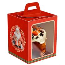 Caixa De Mini Panetone Natalino Com Alça E Visor (ideia)