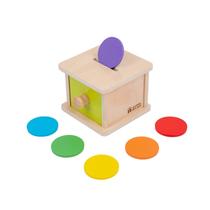 Caixa de moedas Adena Montessori para 6 a 12 meses com 6 discos coloridos