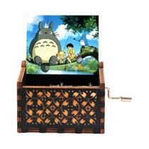 Caixa De Música Antiga De Madeira Esculpida Com Manivela, Figura Do Totoro, Presente De Natal E