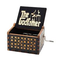 Caixa De Música Antiga De Madeira Esculpida Com Manivela, Presente De Natal E Aniversário