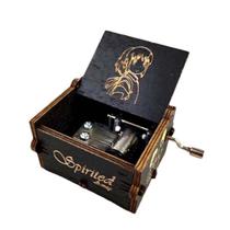 Caixa de música Chihiros Hand Manivela Antiga de Madeira Esculpida 85g Caixa de música Chihiros Hand Manivela Antiga de Madeira Esculpida 85g