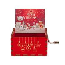 Caixa de música Christmas Animal Hand Manivela de madeira com urso polar