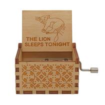 Caixa de música com manivela de madeira The Lion Sleeps Tonight