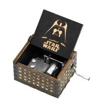 Caixa de música Darth Vader Hand Crank, madeira antiga, 6,4 x 5,2 x 4,2 cm