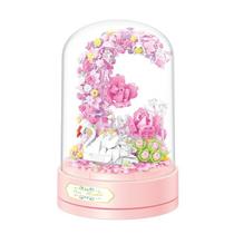 Caixa de música DIY Swan Flower Dome Kit de manivela em madeira 10x10x15cm