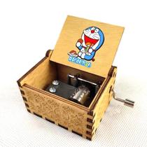 Caixa de música Doraemons Hand Crank, madeira esculpida antiga 85g Caixa de música Doraemons Hand Crank, madeira esculpida antiga 85g