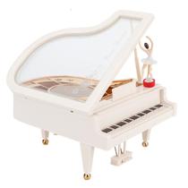 Caixa de música Grand Piano branca com plástico giratório de bailarina