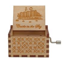 Caixa de música, manivela de madeira, tema Castle in the Sky