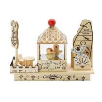 Caixa de música, moinho de vento de madeira, decoração de pássaros dançando Caixa de música, moinho de vento de madeira, decoração de pássaros dançando