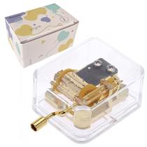 Caixa de música Pursuestar Clear Gold com manivela 7x5x3 cm