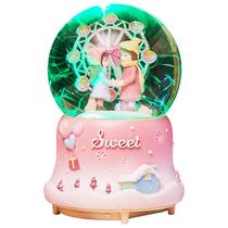 Caixa de música Snow Globe Ferris Wheel Couple com efeito de luz Caixa de música Snow Globe Ferris Wheel Couple com efeito de luz