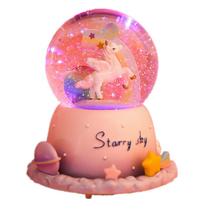 Caixa de música Water Globe Starry Sky Unicorn com efeito de neve LED Caixa de música Water Globe Starry Sky Unicorn com efeito de neve LED