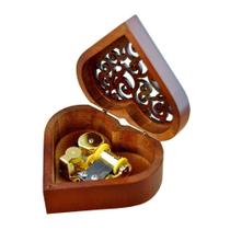 Caixa de música WESTONETEK Heart Shape Vintage Wood Canon em D