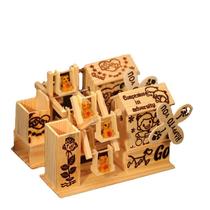 Caixa de música Wooden Bear Windmill Windmill com música 17x11.5x7cm
