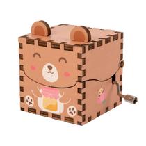 Caixa de música Wooden Fox DIY Hand Manivela Caixa musical para crianças