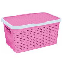 Caixa De Organização Linha Bicolor Baby 15L Com Tampa E Alça Para Dia A Dia