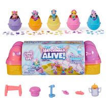 Caixa de Ovos Hatchimals Alive Rosa e Amarela com 6 Figuras