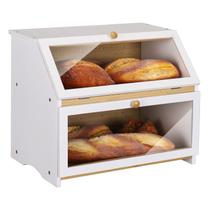 Caixa de pão HOMEKOKO de dupla camada de grande capacidade de bambu branca