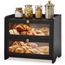 Caixa de Pão JANSNIMEN de Bambu com Duas Camadas 40 x 24 x 33 cm