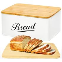 Caixa de pão RoyalHouse Modern Metal com tampa de tábua de corte de bambu Caixa de pão RoyalHouse Modern Metal com tampa de tábua de corte de bambu