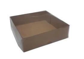 Caixa De Papel C/tampa Transparente Nº5 Kraft 14x14x04 10und