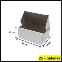 Caixa de Papelão Branca Correio Sedex/pac 24x15x11cm Kit 25
