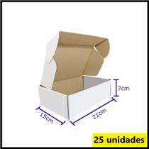 Caixa de Papelão branca para Correio Sedex/pac 21x15x7cm Kit 25 - Emballari