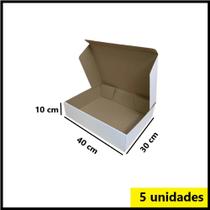 Caixa de Papelão Branca para Correio Sedex/PAC 40x30x10cm Kit 5 - Emballari