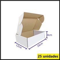 Caixa de Papelão branca para Ecommerce/correio 18x12x8cm Kit 25 - Emballari